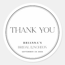 Adesivo Redondo Preto e Branco Obrigado Bridal Lunchee