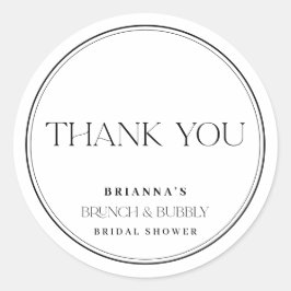 Adesivo Redondo Preto e Branco Obrigado Brunch e Bubble