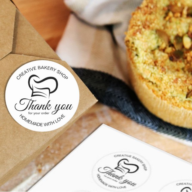 Adesivo Redondo Preto E Branco Obrigado Pela Sua Pasta De Pedidos (Criador carregado)