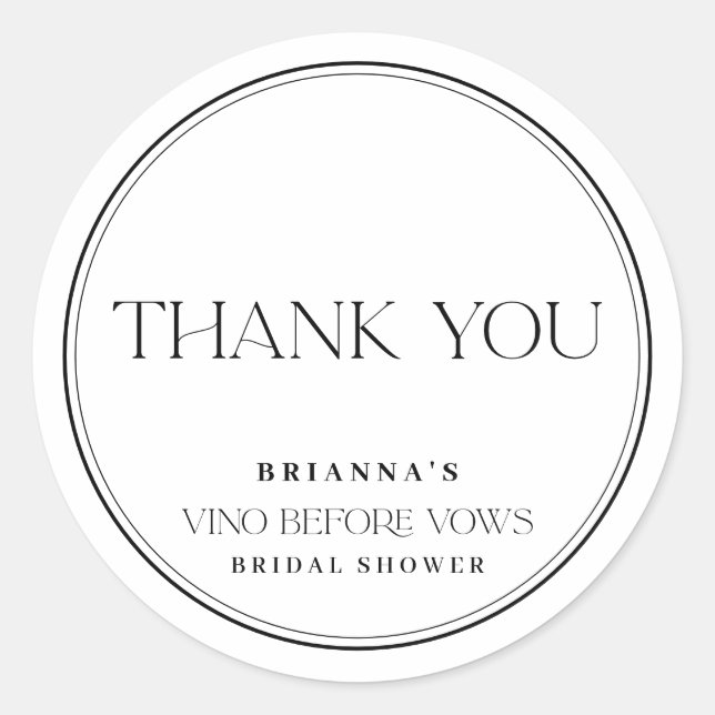 Adesivo Redondo Preto e Branco Obrigado Vino Antes dos Voos (Frente)