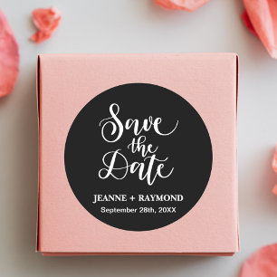 Adesivo Redondo Preto e Branco Personalizado de Casamento Salve a