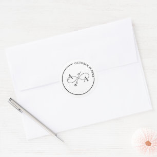 Adesivo Redondo Preto e branco personalizado para amor infinito de