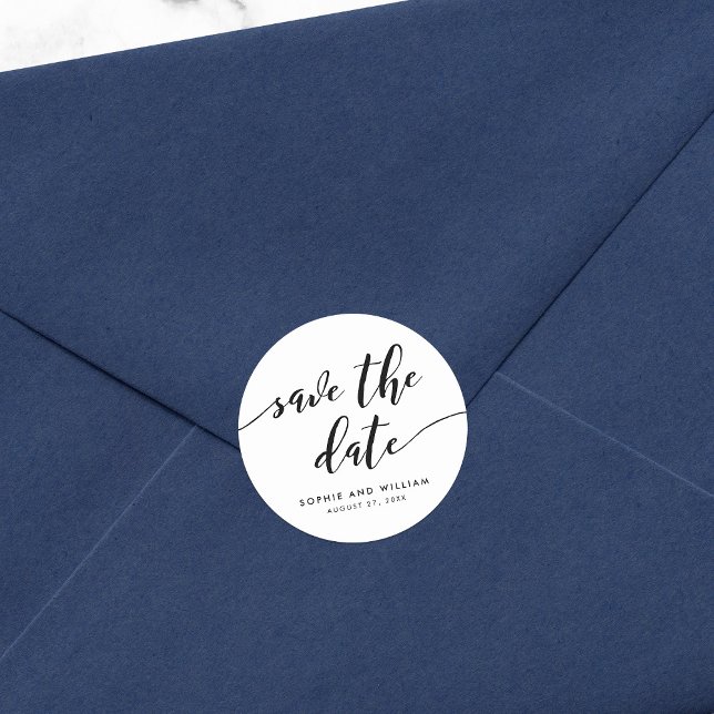 Adesivo Redondo Preto e Branco Roteiro Relaxar Salvar a Data (Criador carregado)