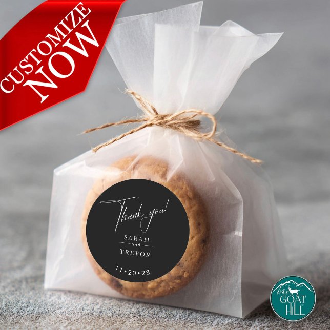 Adesivo Redondo Preto e Branco Simples Moderno (Criador carregado)