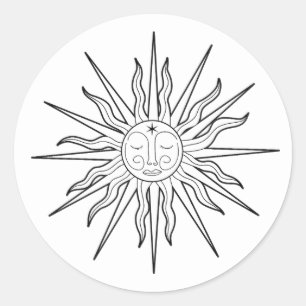 Adesivo Redondo Preto e Branco Sol Caprichoso Aniversário