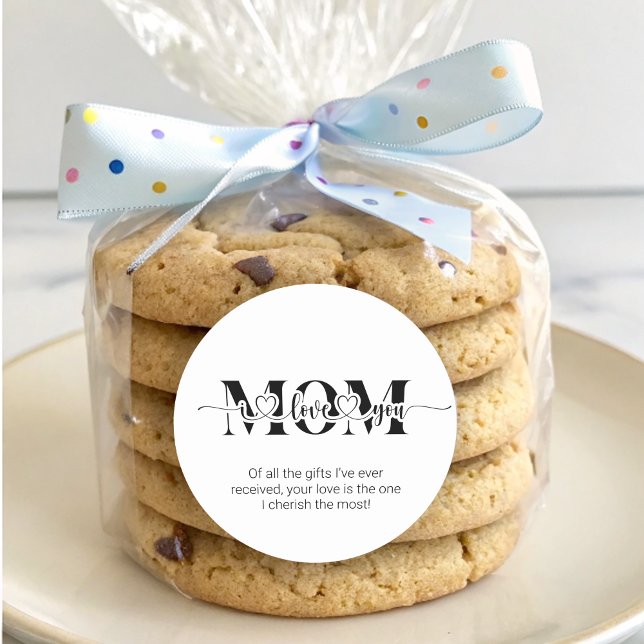 Adesivo Redondo Preto e Branco Te Ama (Black and White Love You Classic Round Sticker)