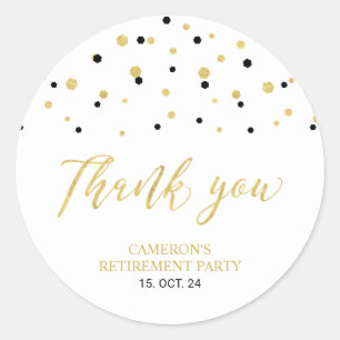 Adesivo Redondo Preto e Dourado   Favor de Reforma Moderna Obrigad