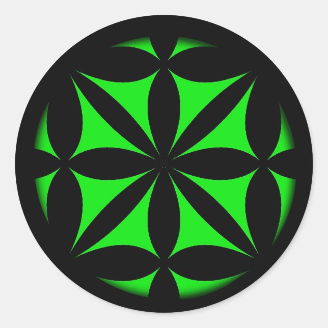 Adesivo Redondo Preto e Verde Incrível Moderno / Impressão (Frente)