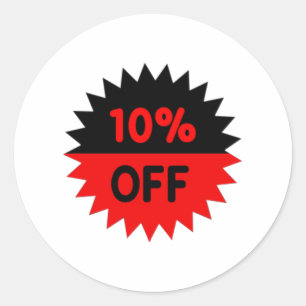 Adesivo Redondo Preto e vermelho 10 por cento fora