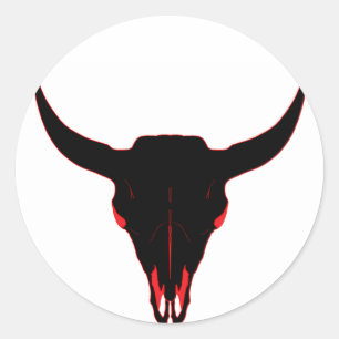 Adesivo Redondo Preto e vermelho do crânio do bisonte