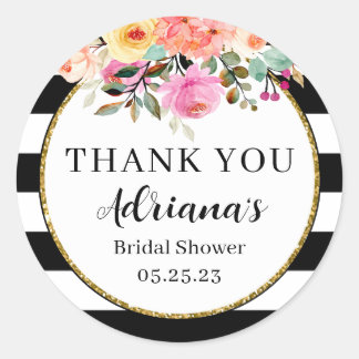 Adesivo Redondo Preto e White Stripes