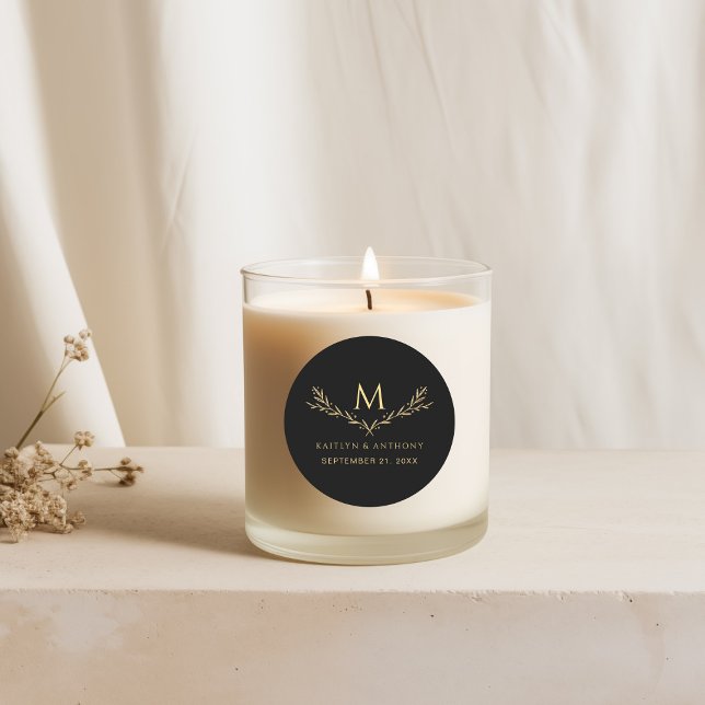 Adesivo Redondo Preto Elegante e Dourado Prêmio de Casamento de Te (Criador carregado)