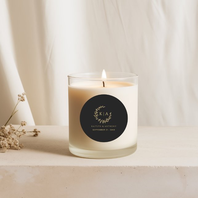 Adesivo Redondo Preto Elegante e Dourado Prêmio de Casamento de Te (Criador carregado)