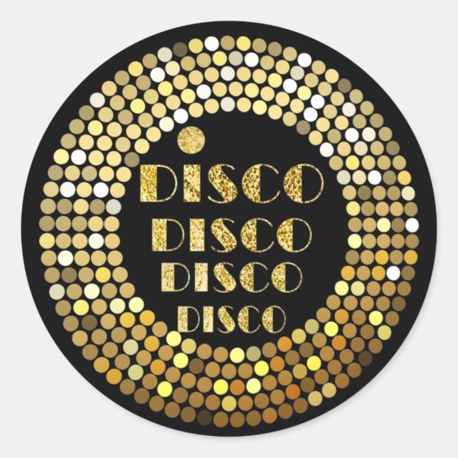 Adesivo Redondo preto, festa da discoteca, obrigado que você marqu (Frente)