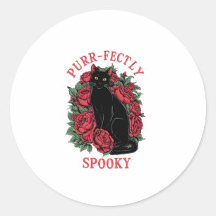 Adesivo Redondo Preto Floral Corpo Adorável Puramente Spooky H