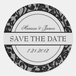 Adesivo Redondo Preto gótico & selos do envelope de GreyFlourish