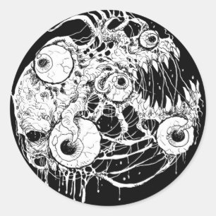 Adesivo Redondo Preto Inkwork do horror do globo ocular