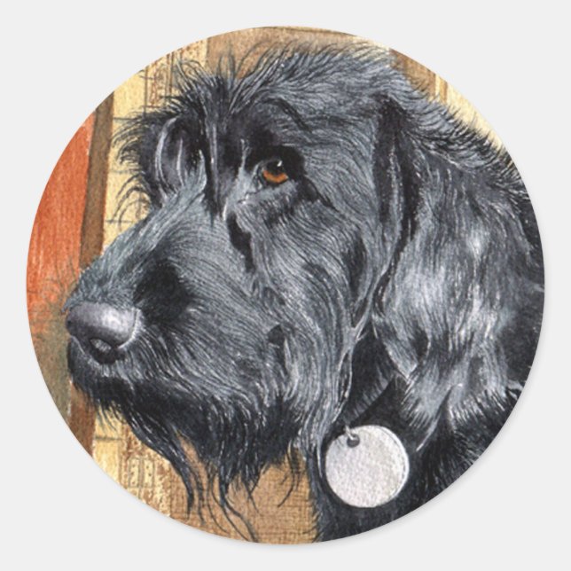 Adesivo Redondo Preto Labradoodle nº 1 Stickers (Frente)