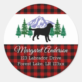 Adesivo Redondo Preto Labrador Descreve Endereço Evergreen
