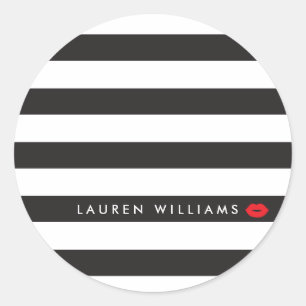 Adesivo Redondo Preto Luxe/branco listra o maquilhador vermelho