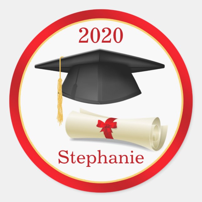 Adesivo Redondo Preto Mortar, diploma Seu nome é Vinheta de Gradua (Frente)