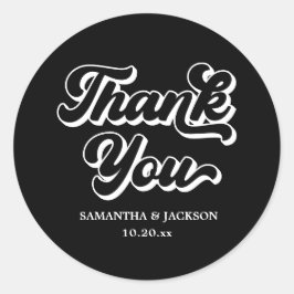 Adesivo Redondo Preto, Obrigado, Favor de Casamento