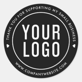 Adesivo Redondo Preto Obrigado Por Apoiar Minha Pequena Empresa