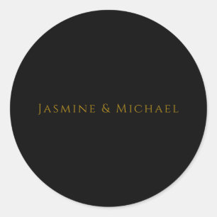 Adesivo Redondo Preto & Ouro Mínimo Nome Próprio Fofo