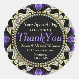 Adesivo Redondo Preto Roxo Dourado, Obrigado, Viciados