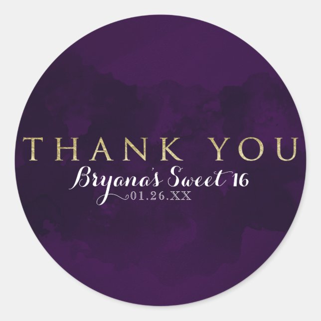 Adesivo Redondo Preto Roxo e Dourado Vidro Partido Moderno (Frente)