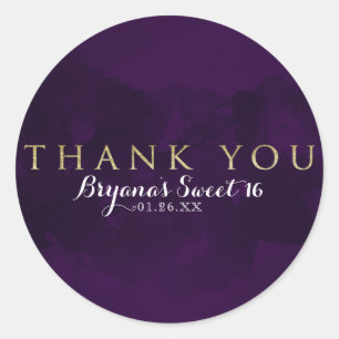 Adesivo Redondo Preto Roxo e Dourado Vidro Partido Moderno