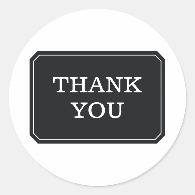 Adesivo Redondo Preto, Simplesmente Elegante, Obrigado, palermas (Frente)