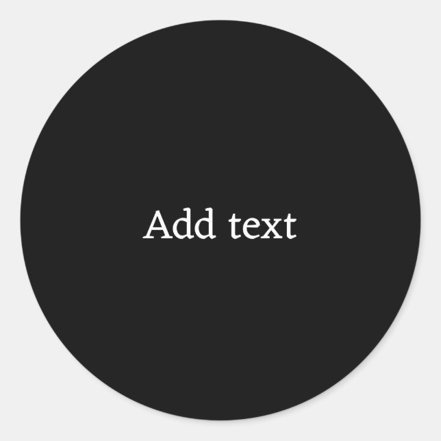 Adesivo Redondo Preto sólido com modelo de texto branco (Frente)