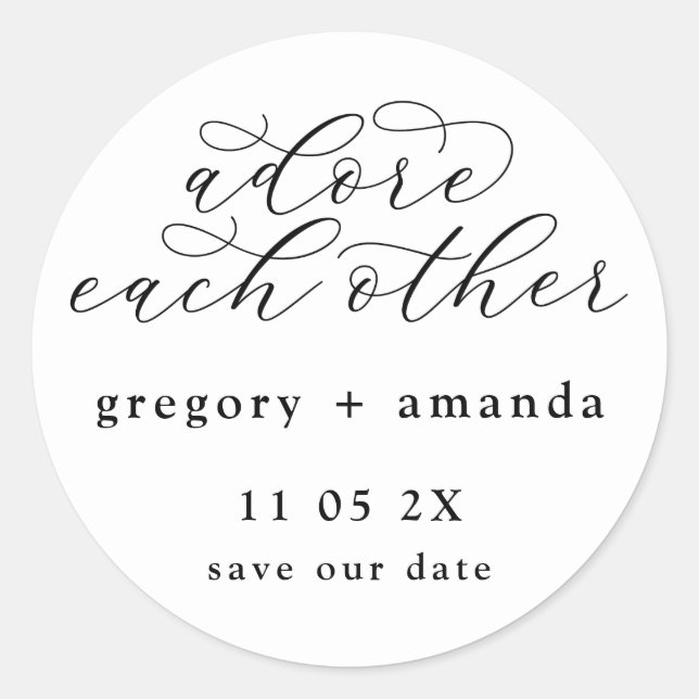 Adesivo Redondo Preto tradicional na caligrafia elegante branca (Frente)