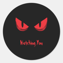 Adesivo Redondo Preto Vendo Você Assustador Olhos Vermelhos