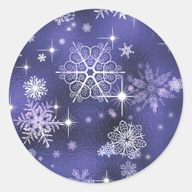 Adesivo Redondo Prettiest Snowflakes Padrão Violet ID846 (Frente)