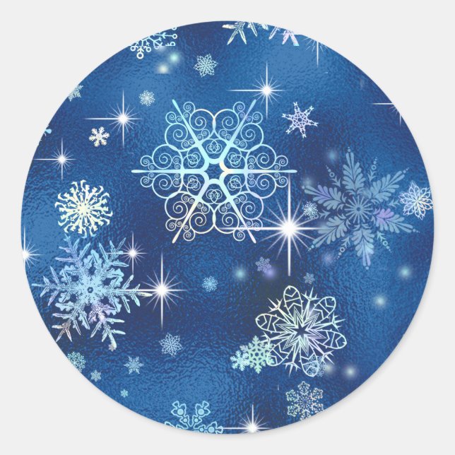 Adesivo Redondo Prettiest Snowflakes Standard Blue ID846 (Frente)