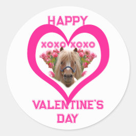 Adesivo Redondo Pretty Pony in Pink Valentine's Day for Kids