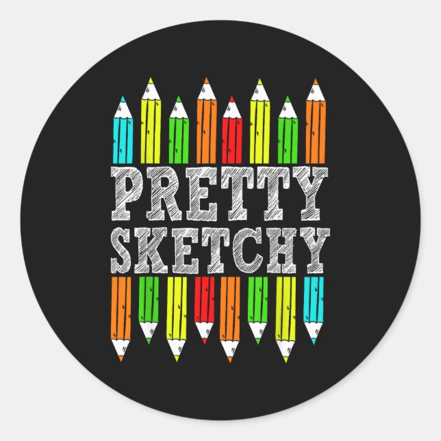 Adesivo Redondo Pretty Sketchy Artist Drawing Humor Sketching Colo (Frente)