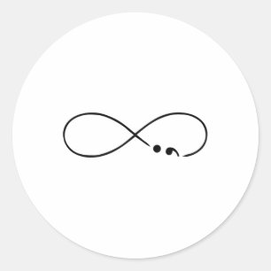 Adesivo Redondo Prevenção à Consciência do Suicídio Semicolon Cura