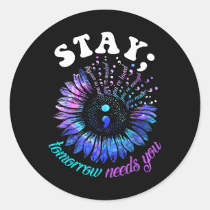 Adesivo Redondo Prevenção ao suicídio A permanência amanhã precisa