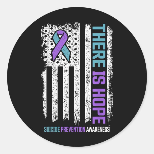 Adesivo Redondo Prevenção ao suicídio Bandeira Americana Esperando (Frente)