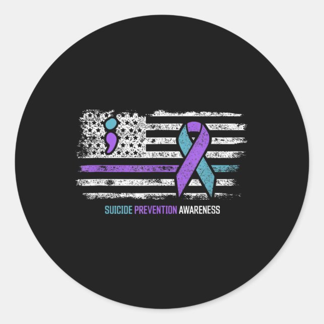Adesivo Redondo Prevenção ao suicídio Bandeira Americana Sensibili (Frente)
