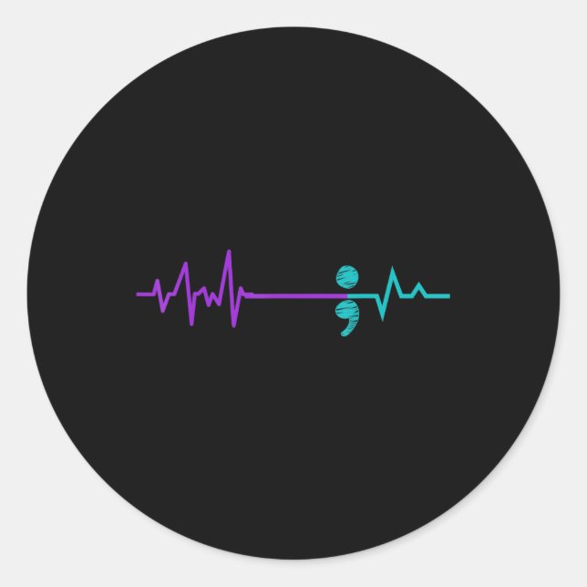 Adesivo Redondo Prevenção ao suicídio Sensibilização Semicolon Per (Frente)