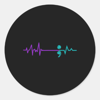 Adesivo Redondo Prevenção ao suicídio Sensibilização Semicolon Per