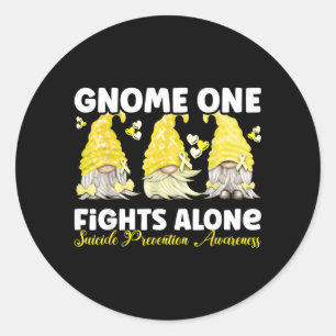 Adesivo Redondo Prevenção da Conscientização Amarela do Gnome Um L