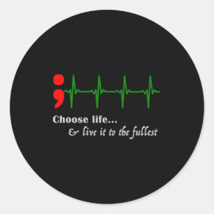 Adesivo Redondo Prevenção de Consciência Suicida por Semicolon EKG