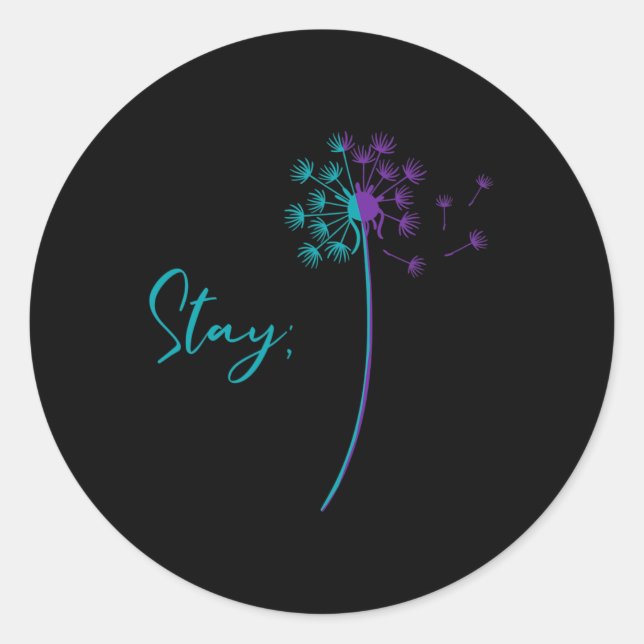 Adesivo Redondo Prevenção De Dandelion Teto E Roxo Permanência Sem (Frente)