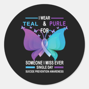 Adesivo Redondo Prevenção Sensibilização Eu Visto Teal E Roxo