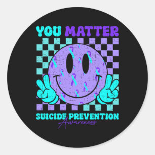 Adesivo Redondo Prevenção Suicida Sensibilização Teal E Roxo